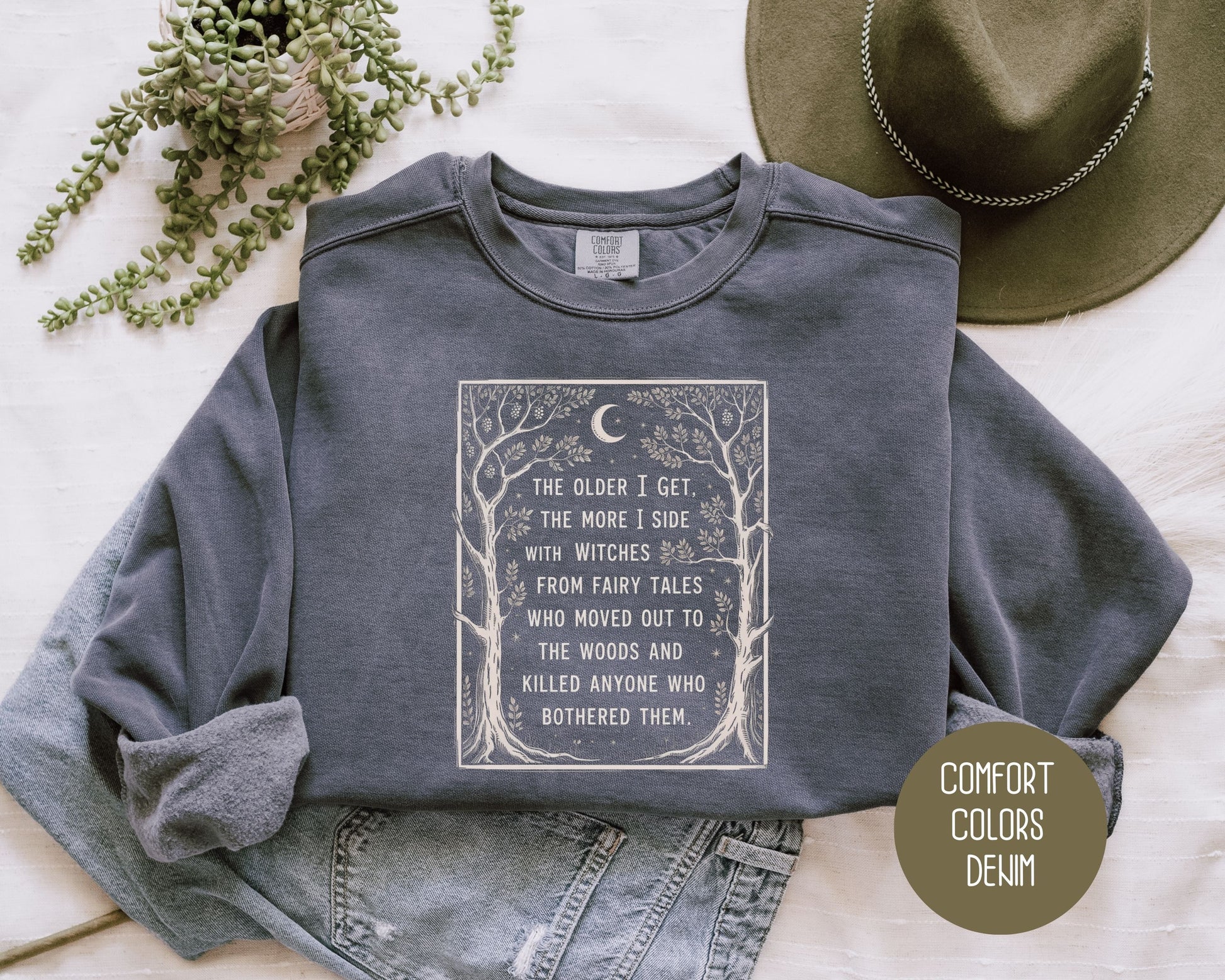 Side with Witches from Fairy Tales Comfort Colors Sweatshirt Sweatshirt  CreativeSpecialTs