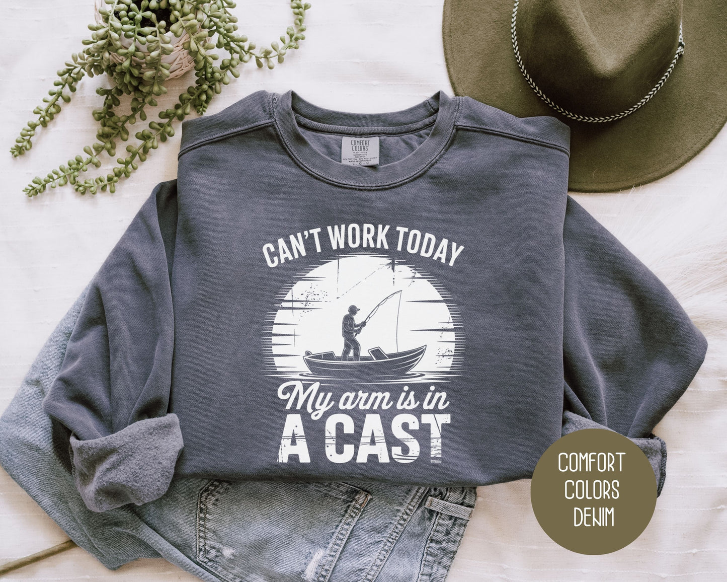 Can't Work Today My Arm Is In a Cast Comfort Colors Sweatshirt Sweatshirt  CreativeSpecialTs