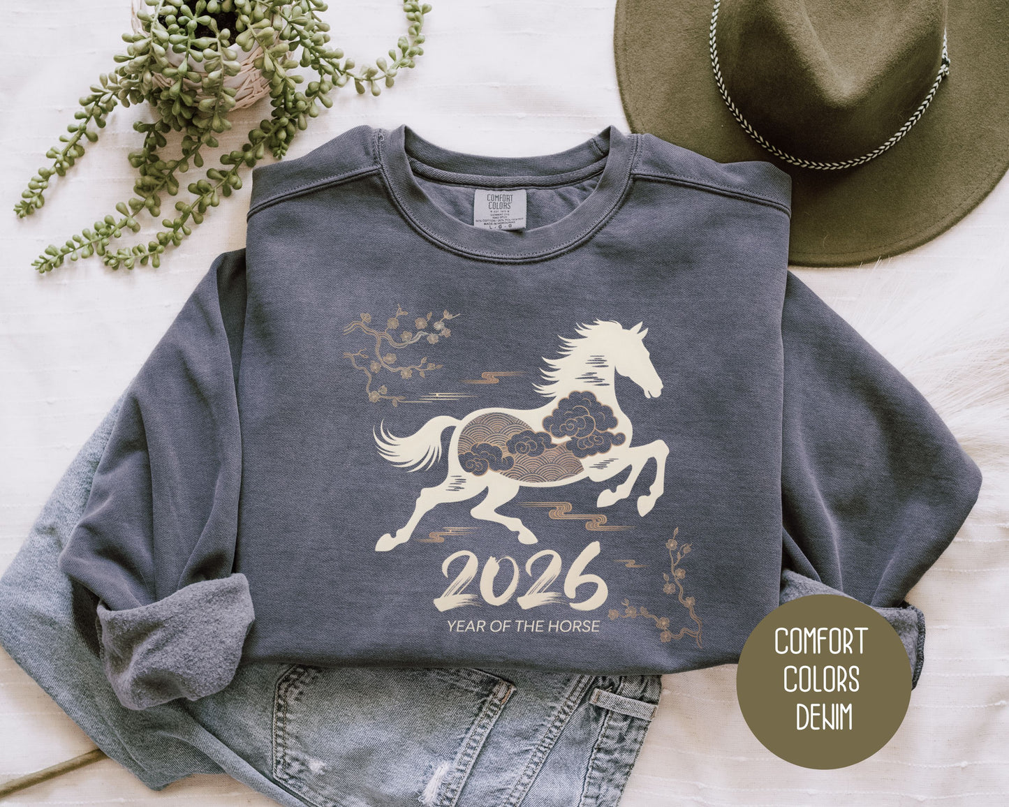Chinese New Year 2026 Year of the Horse Comfort Colors Sweatshirt Sweatshirt  CreativeSpecialTs
