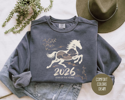 Chinese New Year 2026 Year of the Horse Comfort Colors Sweatshirt Sweatshirt  CreativeSpecialTs