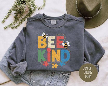 Bee Kind Autism Awareness Comfort Colors Sweatshirt