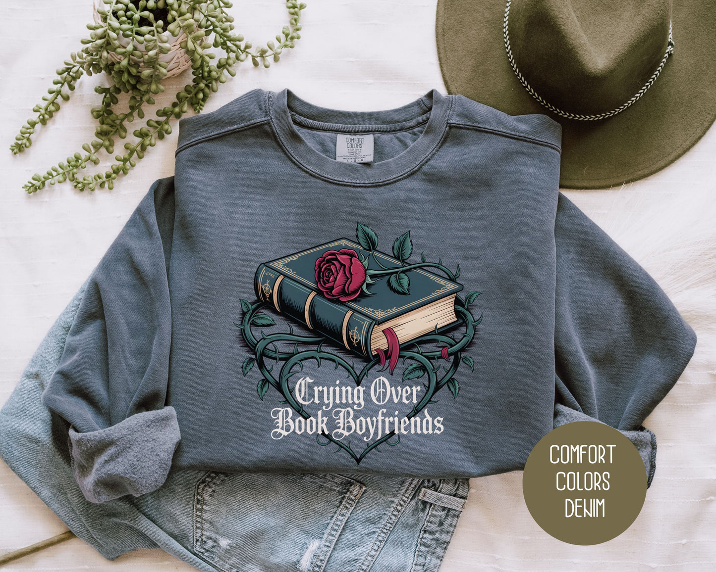 Crying Over Book Boyfriends Comfort Colors Sweatshirt