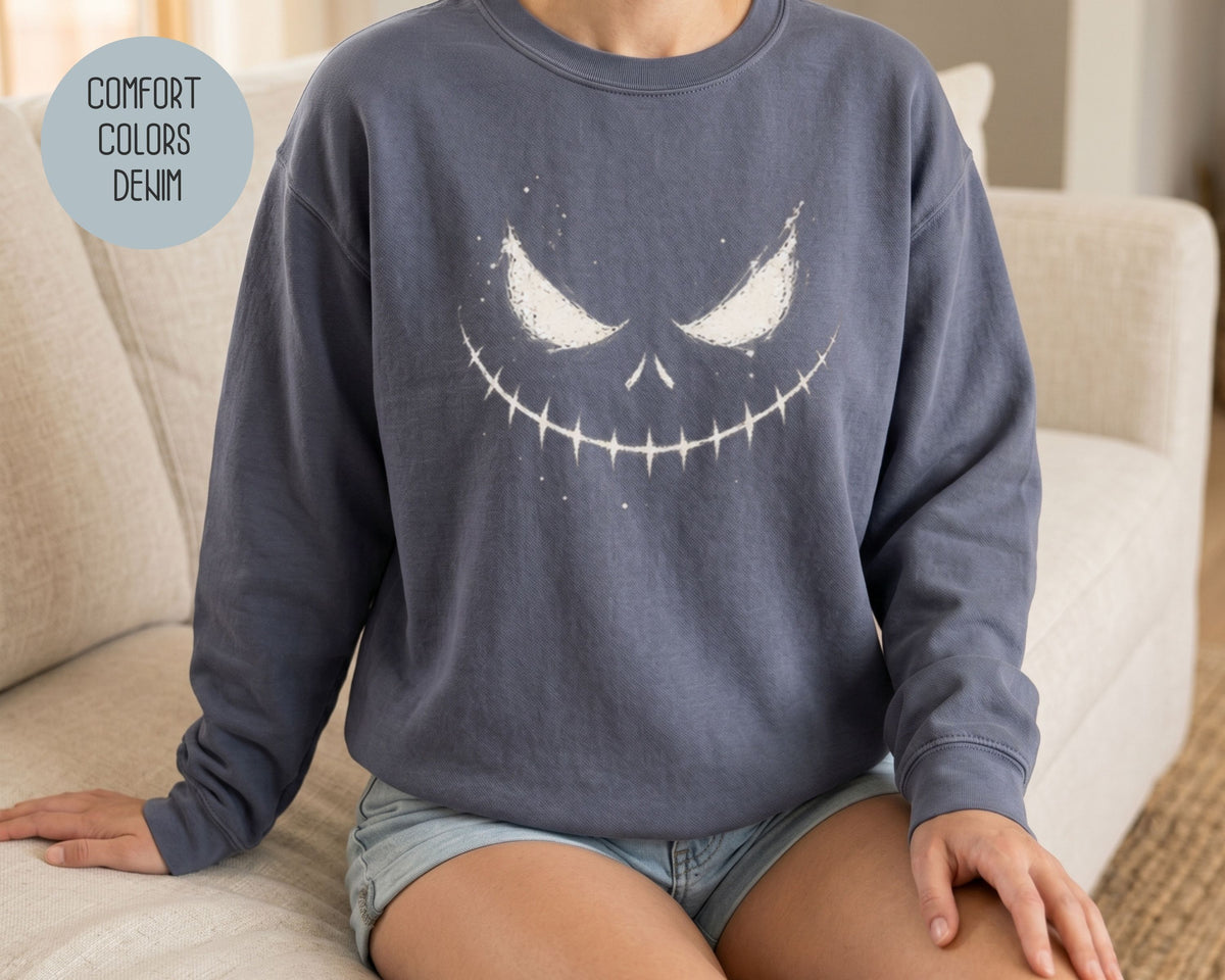Halloween Scary Face Comfort Colors Sweatshirt Sweatshirt  CreativeSpecialTs
