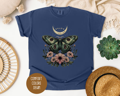 Bohemian Mystic Moon Phase Moth Shirt