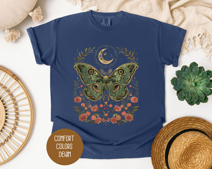 Bohemian Moon Phase Mystic Moth Shirt