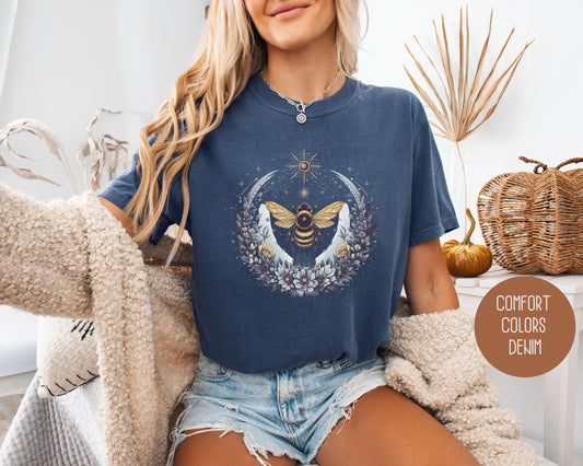 Boho Celestial Floral Bee Comfort Colors Shirt