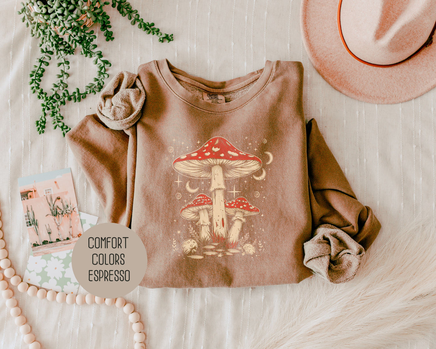 Retro Red Mushrooms Comfort Colors Sweatshirt