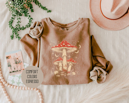 Retro Red Mushrooms Comfort Colors Sweatshirt