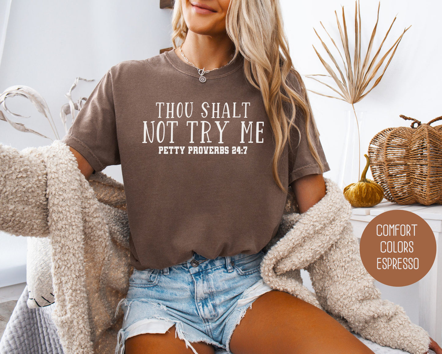 Thou Shalt Not Try Me Petty Proverbs 24:7 Comfort Colors Shirt T-Shirt  CreativeSpecialTs