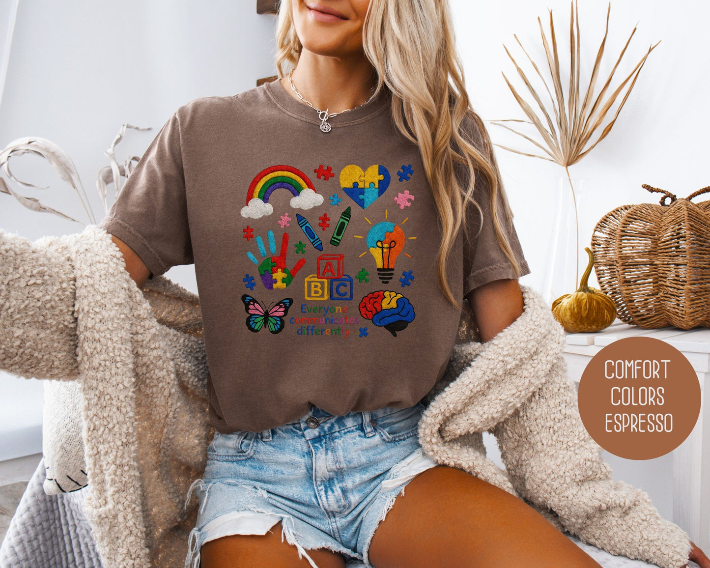 Autism Everyone Communicates Differently Comfort Colors Shirt