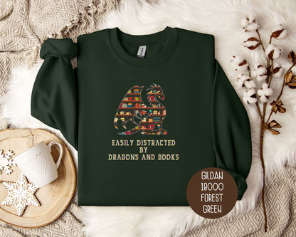 Easily Distracted by Dragons & Books Sweatshirt