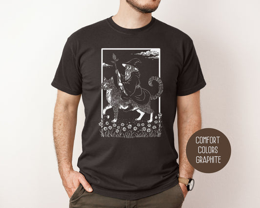 Wizard Cat Rider Vintage Comfort Colors Shirt T-Shirt  CreativeSpecialTs