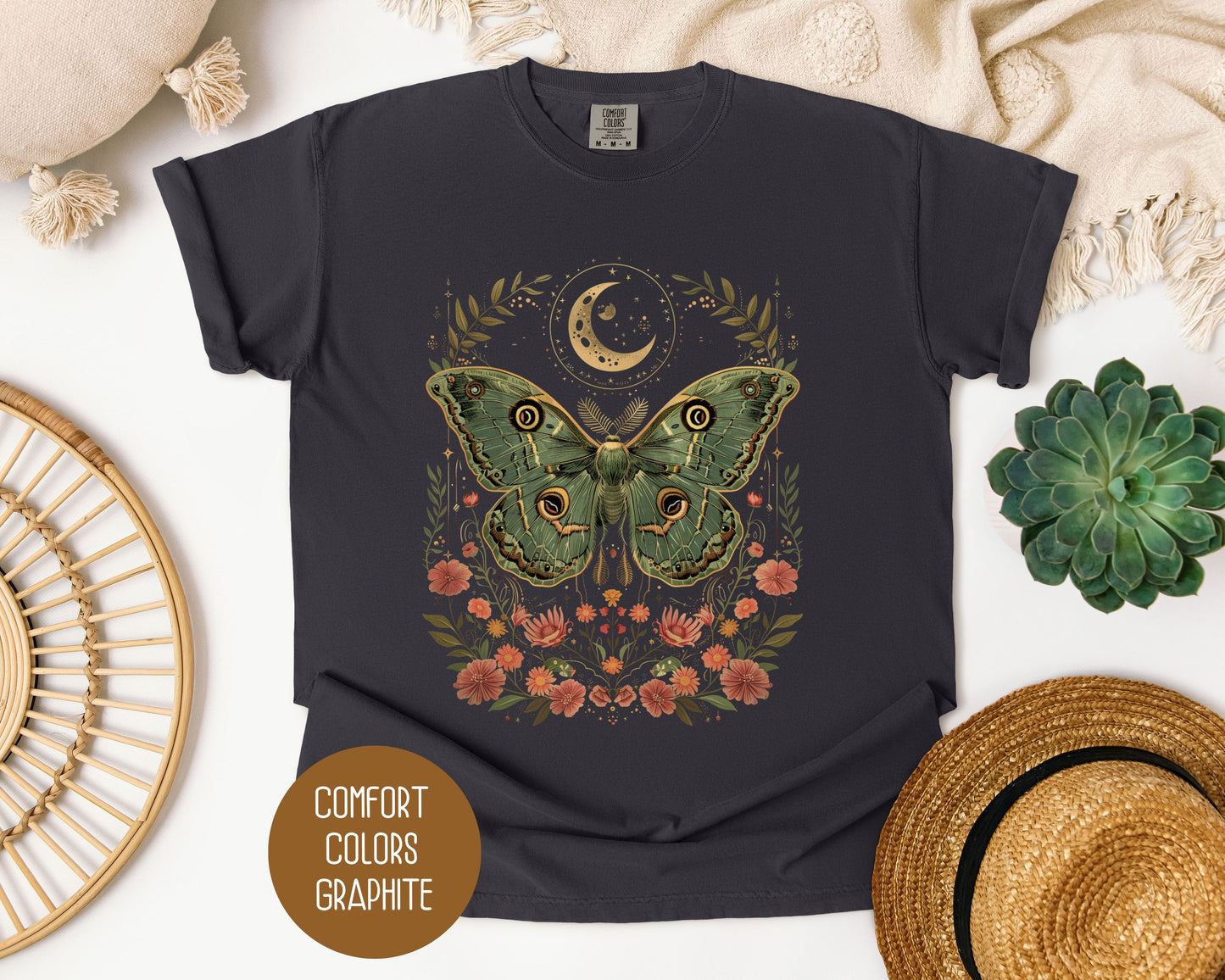 Bohemian Moon Phase Mystic Moth Shirt