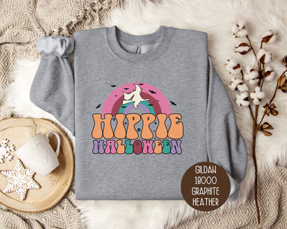 Hippie Halloween Retro Witch Rainbow Sweatshirt