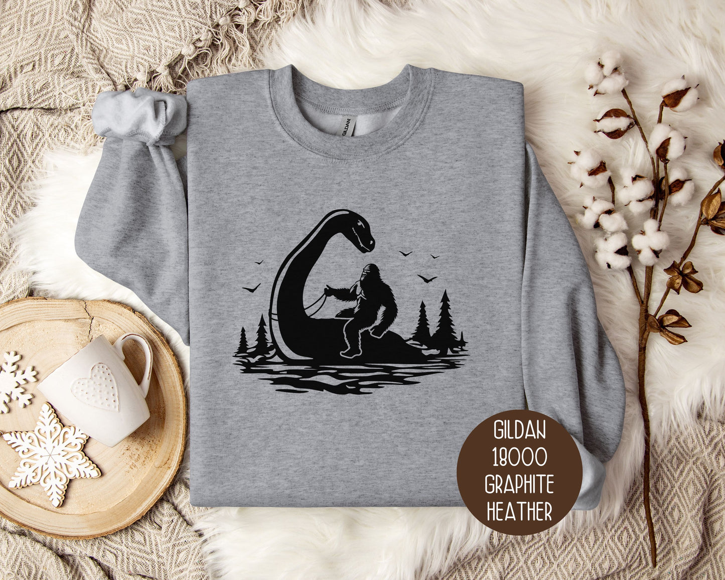 Bigfoot Riding Nessie Sweatshirt