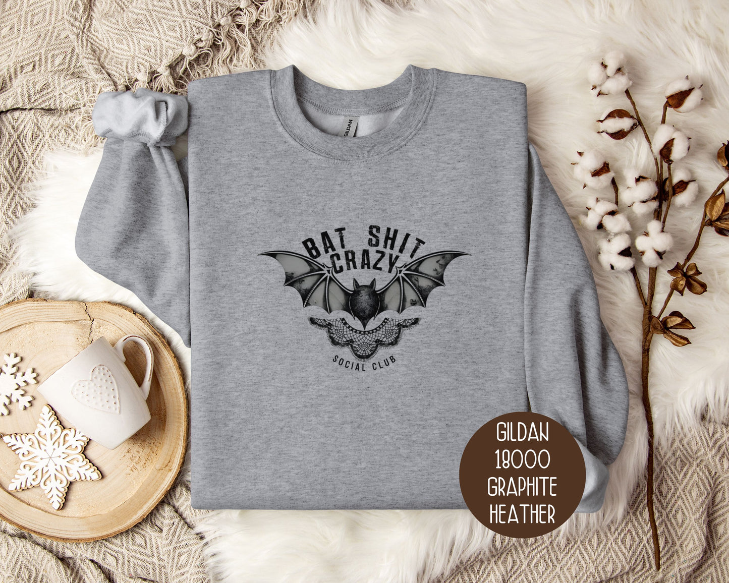 Bat Shit Crazy Social Club Retro Halloween Sweatshirt