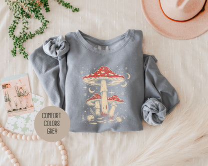 Retro Red Mushrooms Comfort Colors Sweatshirt