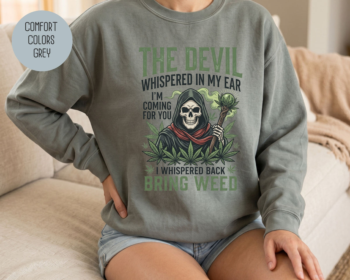 Devil Reaper Weed Comfort Colors Sweatshirt Sweatshirt  CreativeSpecialTs
