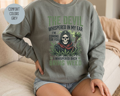 Devil Reaper Weed Comfort Colors Sweatshirt Sweatshirt  CreativeSpecialTs