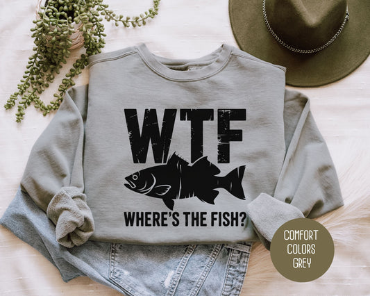 WTF Where's The Fish Comfort Colors Sweatshirt Sweatshirt  CreativeSpecialTs