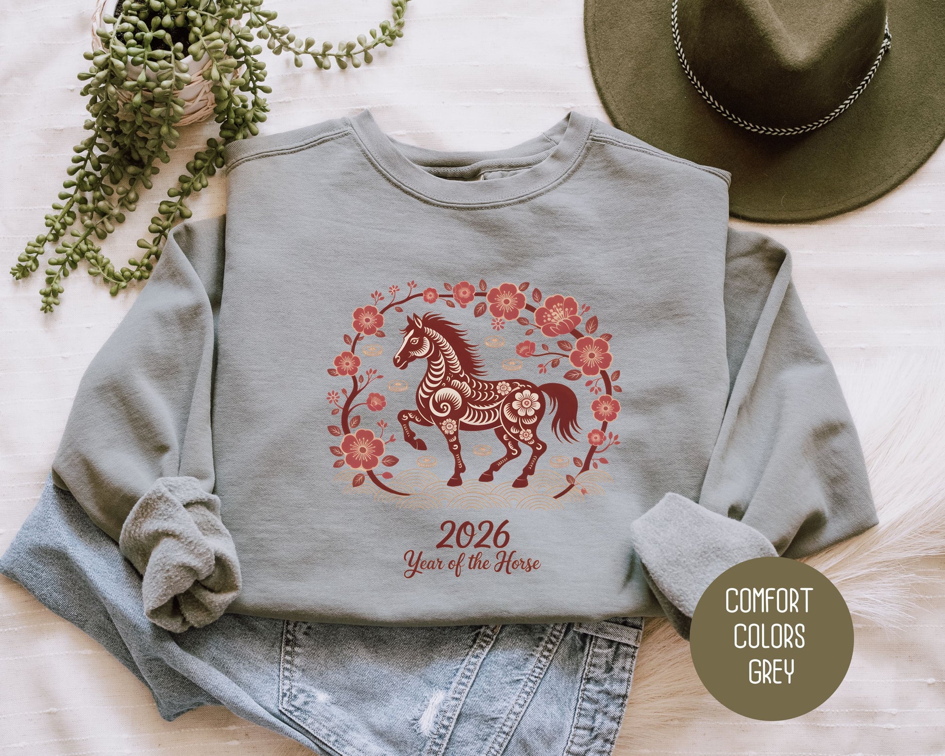 2026 Year of the Horse Chinese New Year Comfort Colors Sweatshirt Sweatshirt CreativeSpecialTs