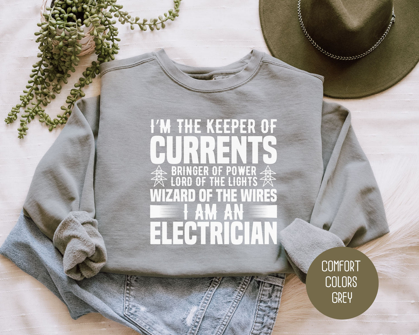 Wizard of the Wires I Am An Electrician Comfort Colors Sweatshirt Sweatshirt  CreativeSpecialTs