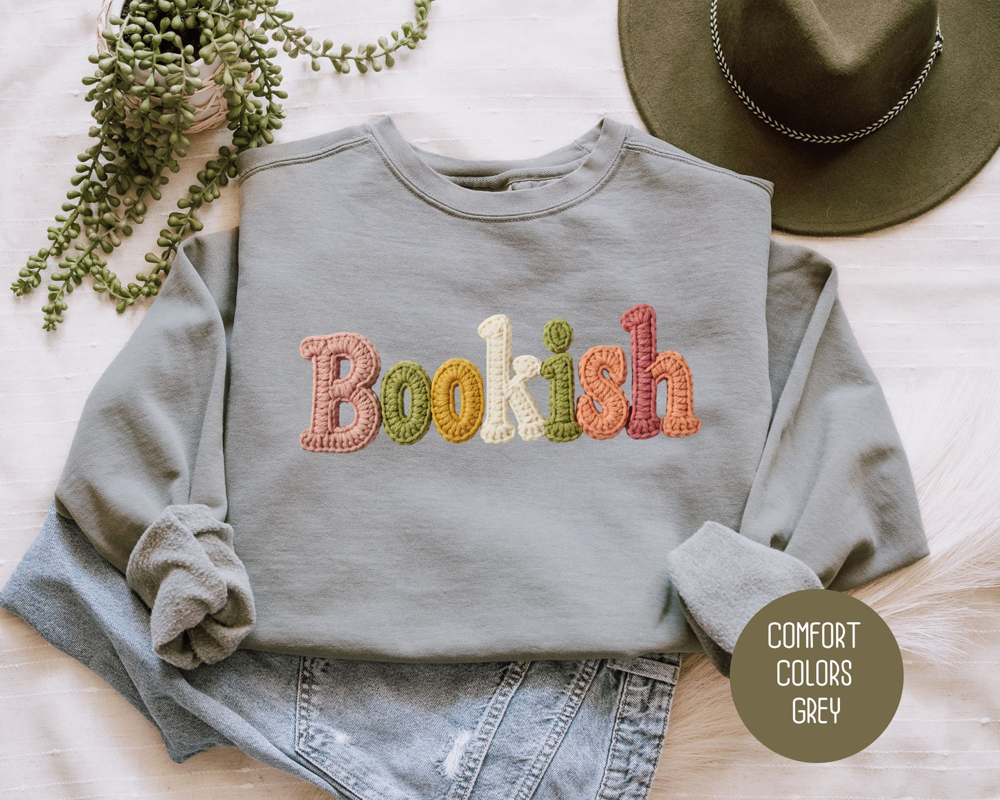 Bookish Faux Yarn Comfort Colors Sweatshirt