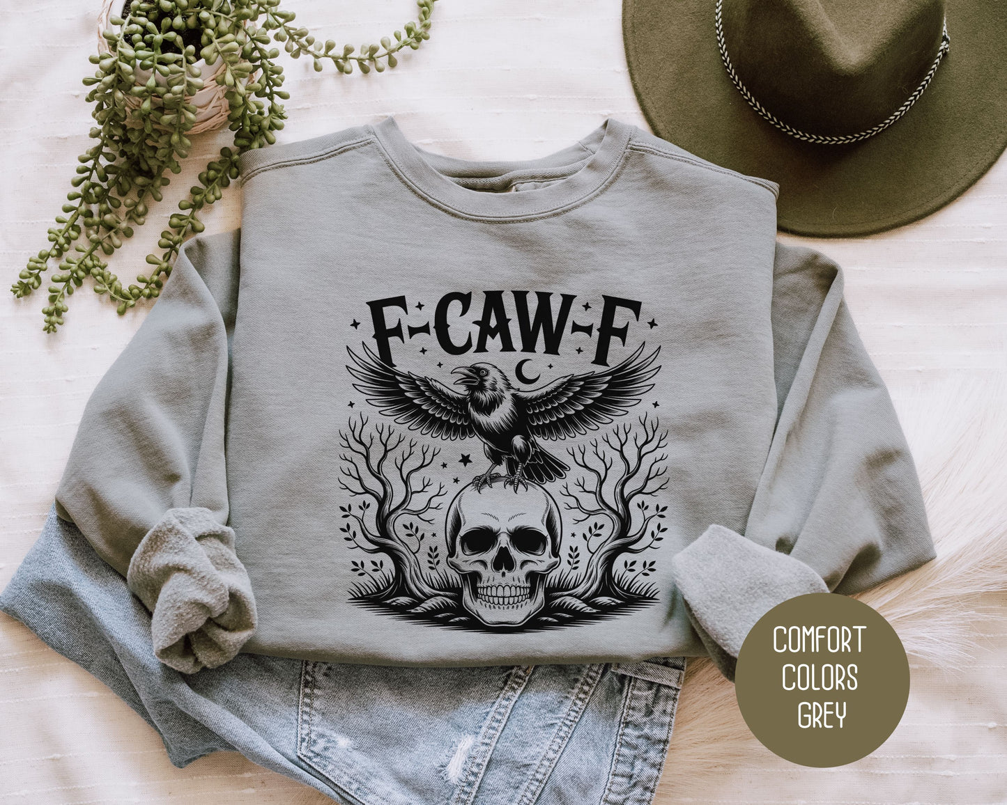 F-Caw-F Black Crow Raven Comfort Colors Sweatshirt