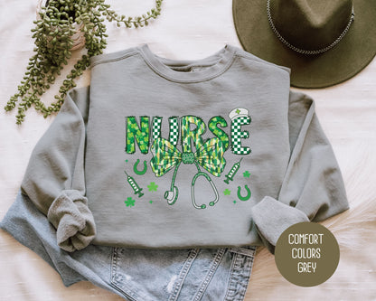 Nurse St. Patrick's Day Comfort Colors Sweatshirt Sweatshirt CreativeSpecialTs