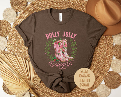 Holly Jolly Cowgirl Western Christmas Shirt