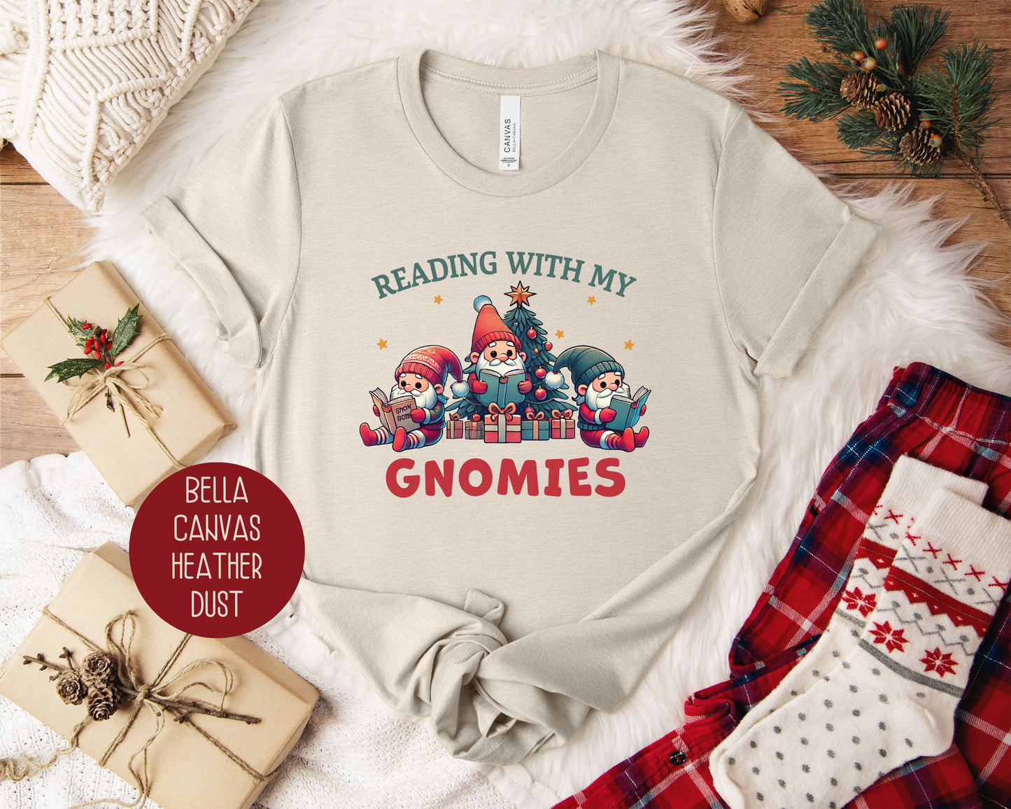 Reading with My Gnomies Christmas Shirt