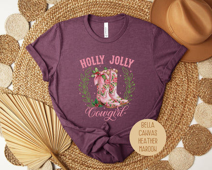 Holly Jolly Cowgirl Western Christmas Shirt