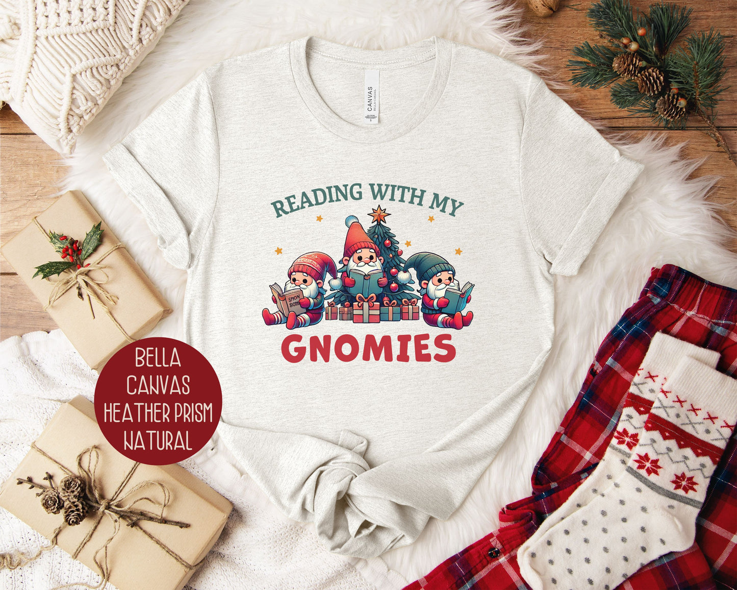 Reading with My Gnomies Christmas Shirt