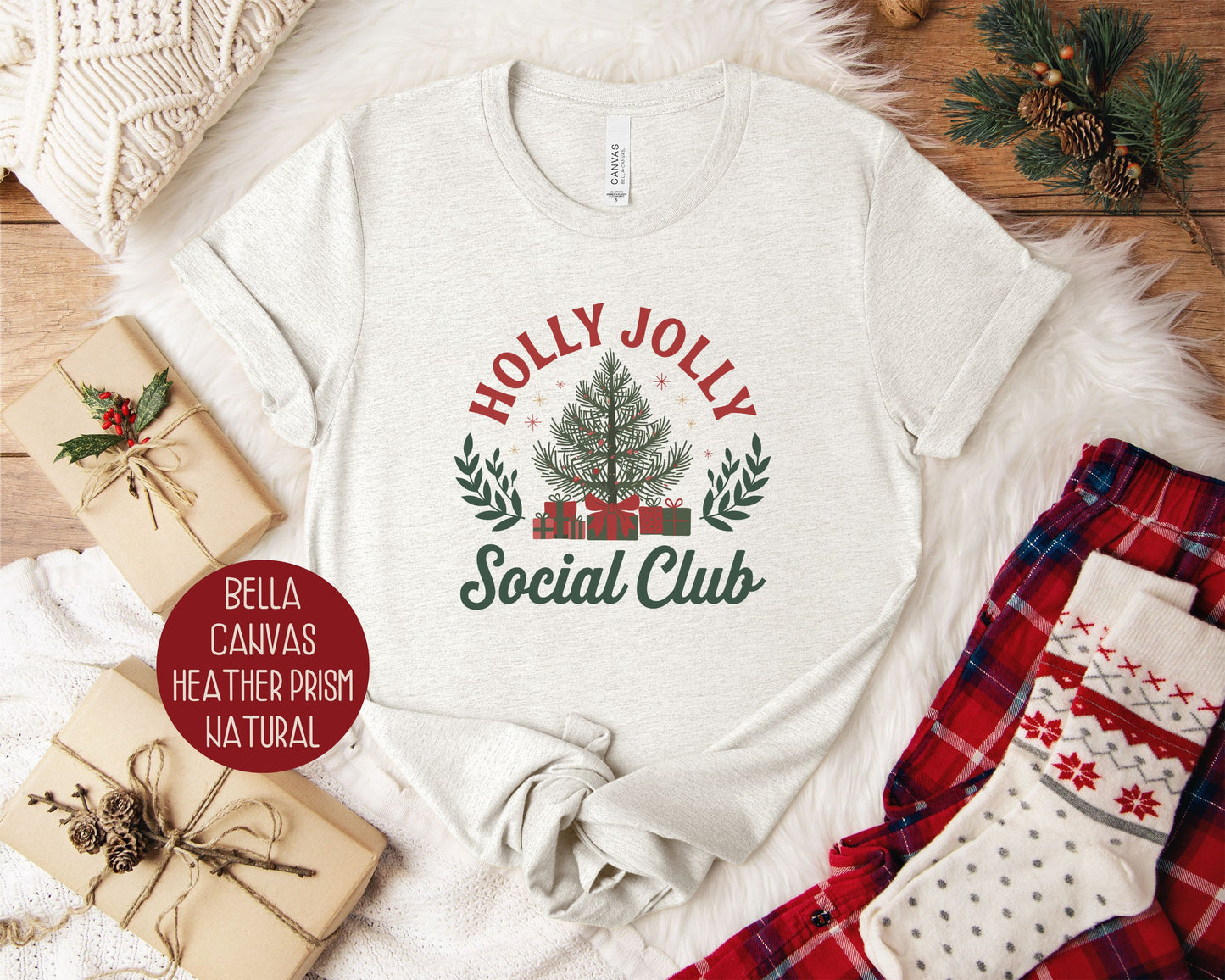 Holly Jolly Social Club Christmas Tree Shirt