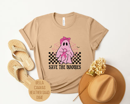 Save the Boobies Ghost Breast Cancer Awareness Shirt