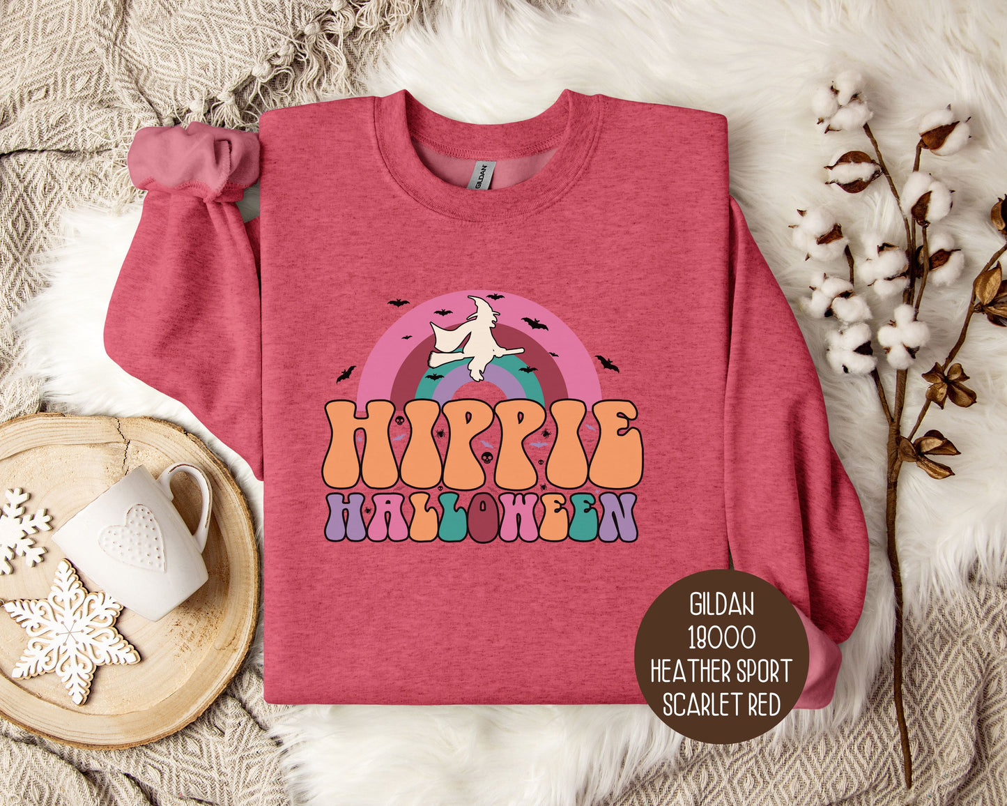 Hippie Halloween Retro Witch Rainbow Sweatshirt