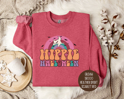 Hippie Halloween Retro Witch Rainbow Sweatshirt