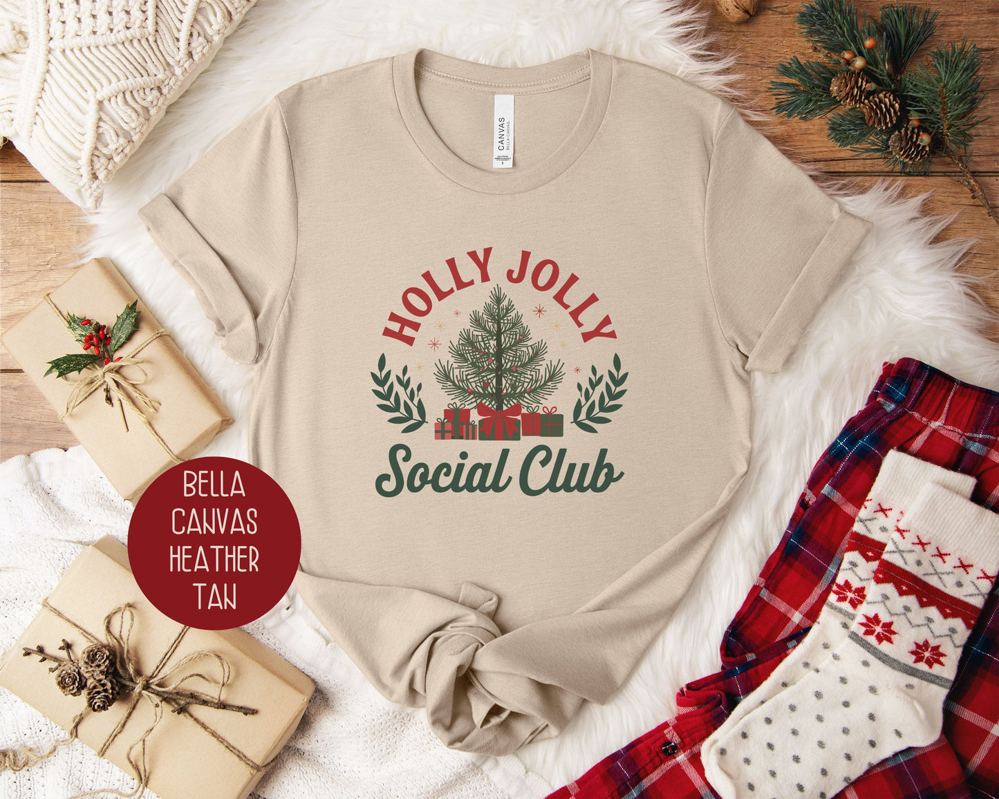 Holly Jolly Social Club Christmas Tree Shirt