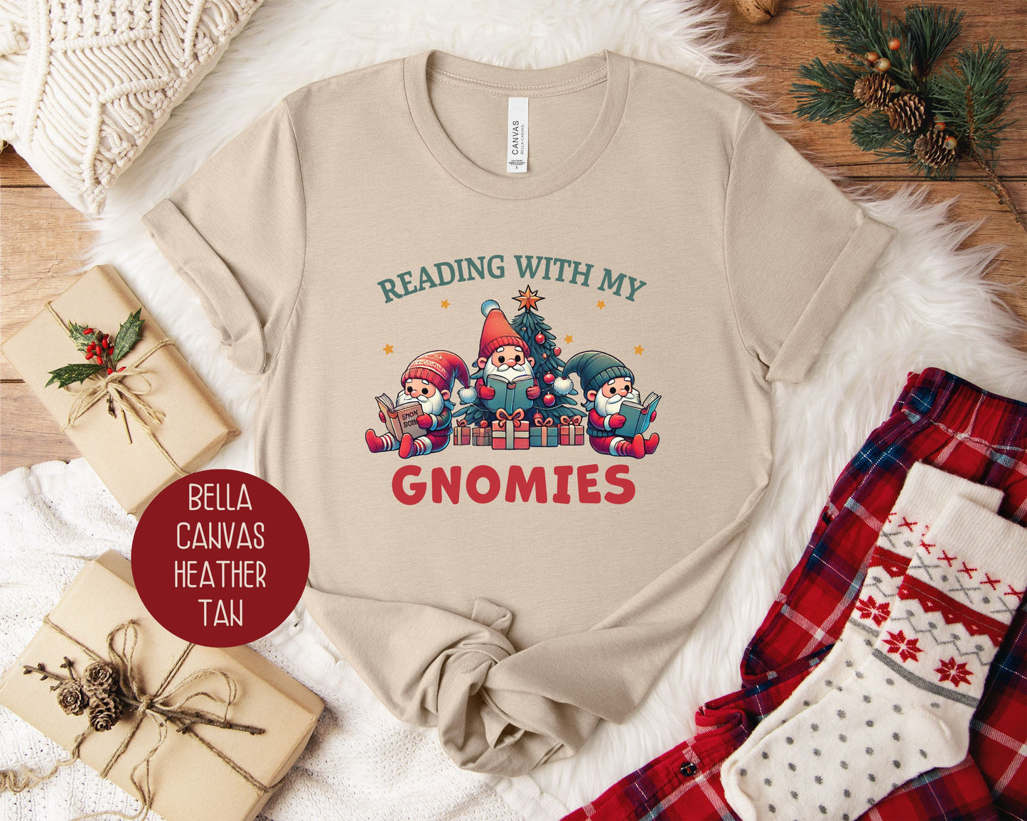 Reading with My Gnomies Christmas Shirt