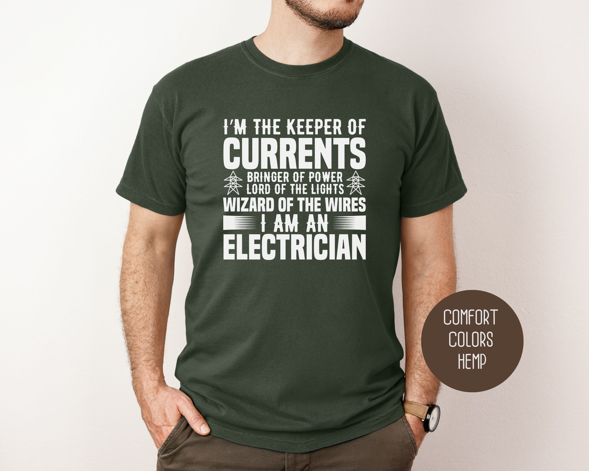 Wizard of the Wires I Am An Electrician Comfort Colors Shirt T-Shirt  CreativeSpecialTs