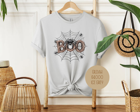 Boo Spider Spooky Halloween Groovy Shirt T-Shirt CreativeSpecialTs
