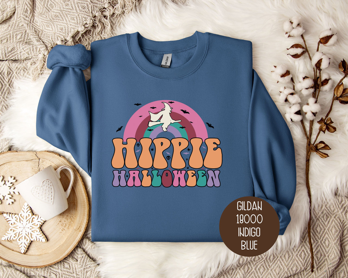 Hippie Halloween Retro Witch Rainbow Sweatshirt