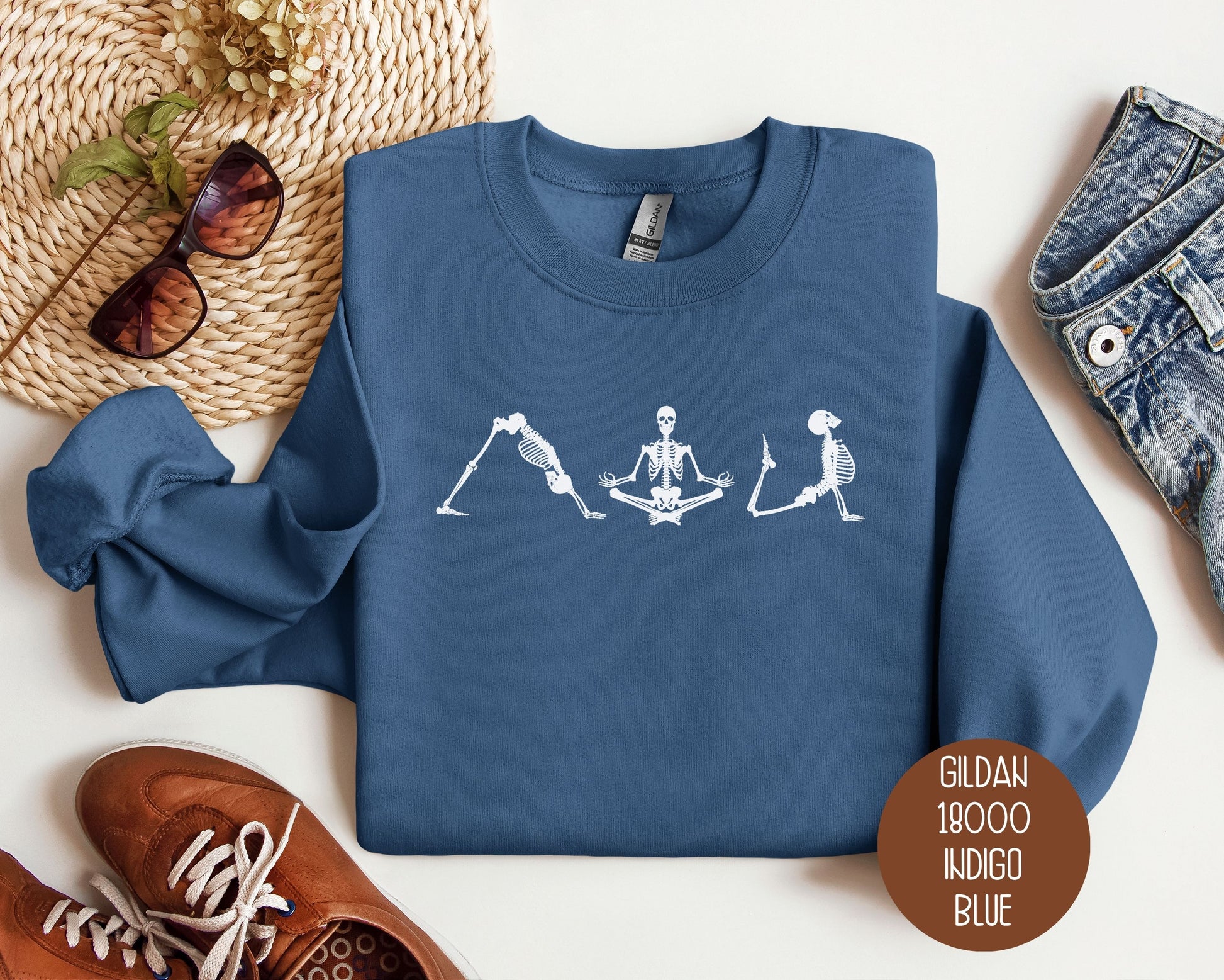 Skeleton Yoga Shirt, Meditation Yoga Lover Sweatshirt Sweatshirt  CreativeSpecialTs