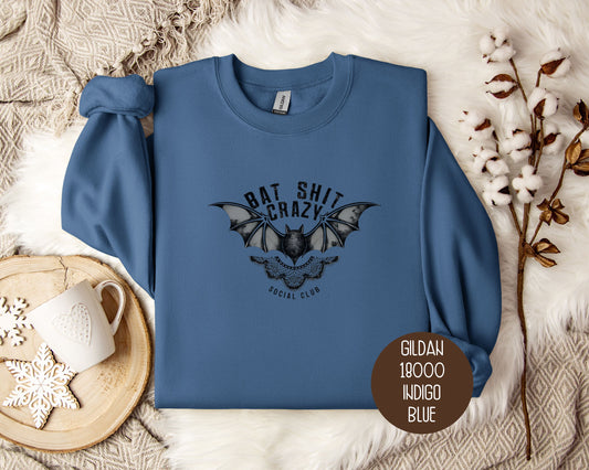 Bat Shit Crazy Social Club Retro Halloween Sweatshirt