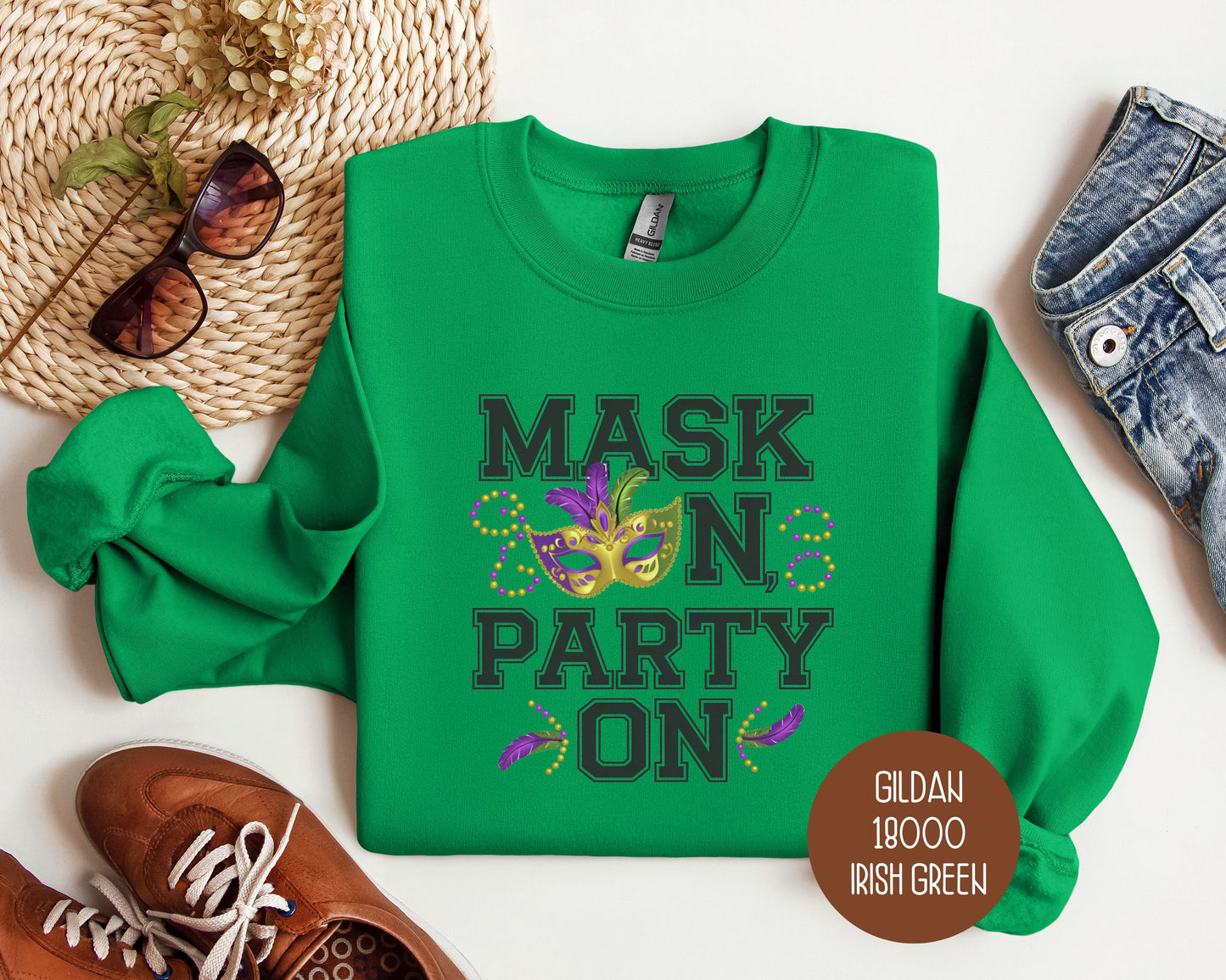 Mask On Party On Mardi Gras Sweatshirt