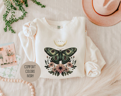 Bohemian Mystic Moon Phase Moth Sweatshirt