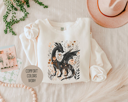 Retro Floral Dragon Comfort Colors Sweatshirt