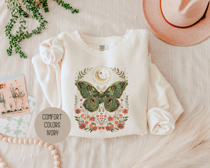 Bohemian Moon Phase Mystic Moth Sweatshirt