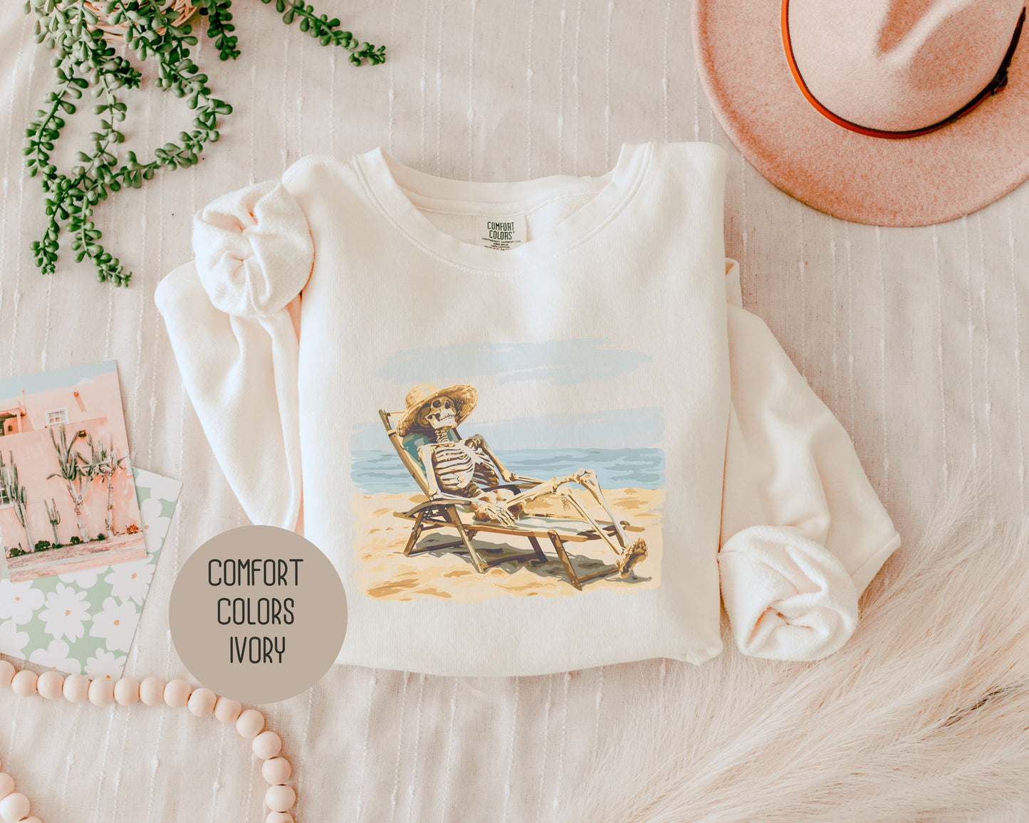 Skeleton Beach Life Comfort Colors Sweatshirt