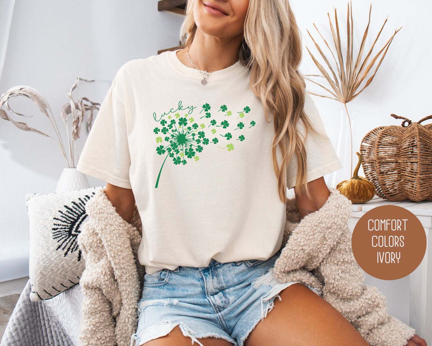 Lucky Four Leaf Clover St Patricks Day Comfort Colors Shirt